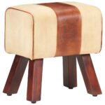 Banc saut de cheval 38 cm marron cuir véritable et manguier – Image 8