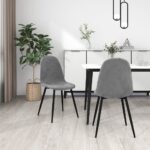 Chaises à manger lot de 2 Gris clair Velours