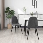 Chaises à manger lot de 2 Gris foncé Velours