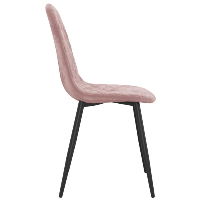 Chaises à manger lot de 2 rose velours – Image 4