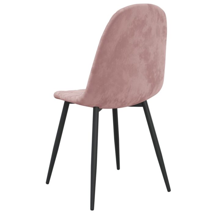 Chaises à manger lot de 2 rose velours – Image 5