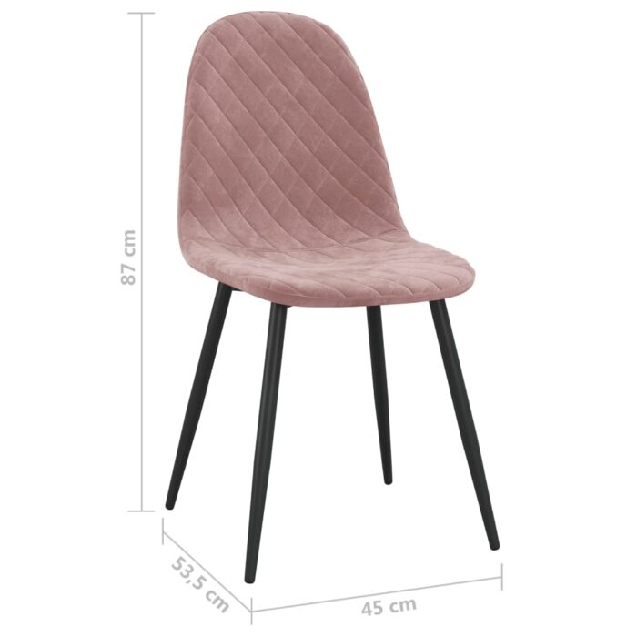 Chaises à manger lot de 2 rose velours – Image 7