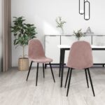 Chaises à manger lot de 2 rose velours