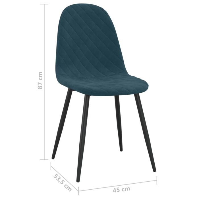 Chaises à manger lot de 4 Bleu Velours – Image 7