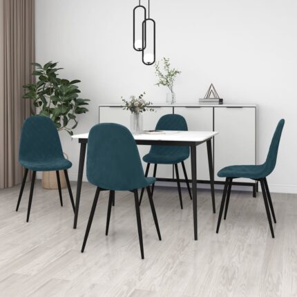 Chaises à manger lot de 4 Bleu Velours
