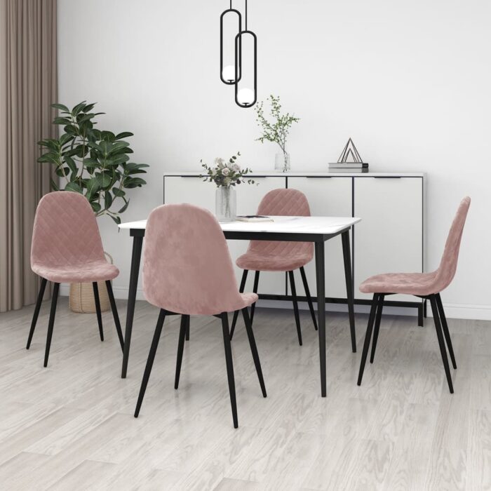 Chaises à manger lot de 4 Rose Velours – Image 1