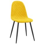 Chaises à manger lot de 4 Jaune moutarde Velours – Image 2
