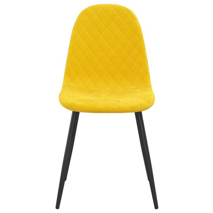 Chaises à manger lot de 4 Jaune moutarde Velours – Image 3