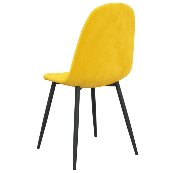 Chaises à manger lot de 4 Jaune moutarde Velours – Image 5