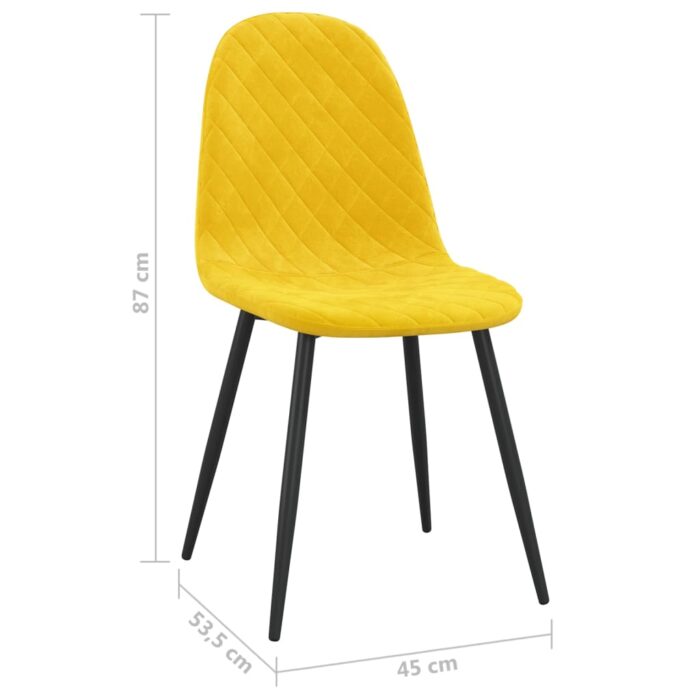 Chaises à manger lot de 4 Jaune moutarde Velours – Image 7