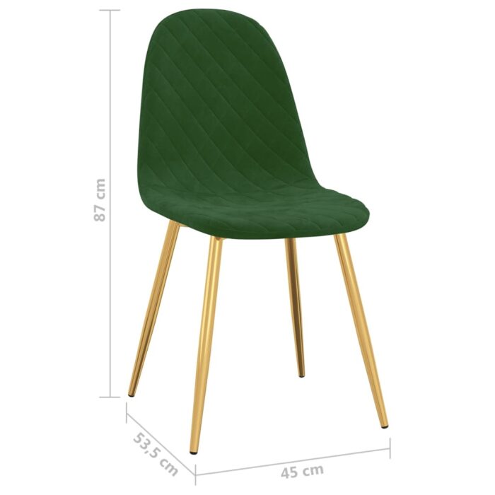 Chaises à manger lot de 2 vert foncé velours – Image 7