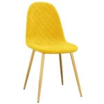 Chaises à manger lot de 2 jaune moutarde velours – Image 2