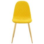 Chaises à manger lot de 2 jaune moutarde velours – Image 3