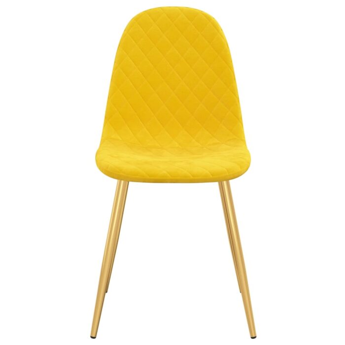 Chaises à manger lot de 2 jaune moutarde velours – Image 3