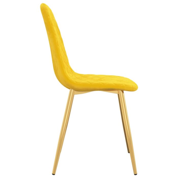Chaises à manger lot de 2 jaune moutarde velours – Image 4