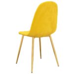 Chaises à manger lot de 2 jaune moutarde velours – Image 5