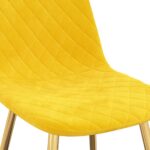 Chaises à manger lot de 2 jaune moutarde velours – Image 6