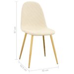 Chaises à manger lot de 2 blanc crème velours – Image 7