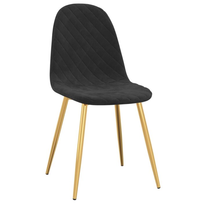Chaises à manger lot de 4 noir velours – Image 2