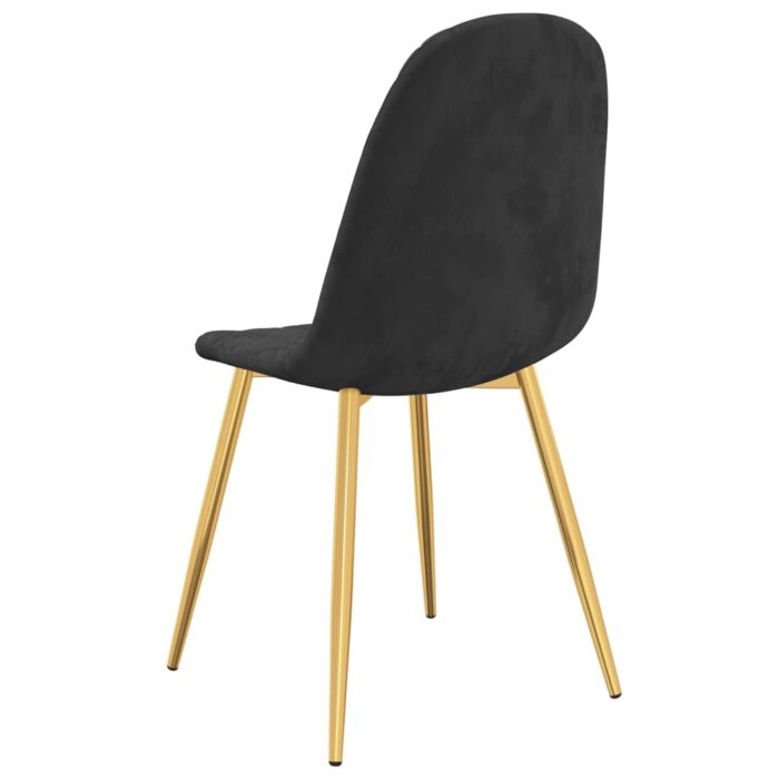 Chaises à manger lot de 4 noir velours – Image 5