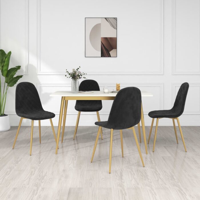 Chaises à manger lot de 4 noir velours – Image 1