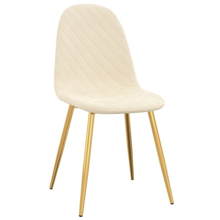Chaises à manger lot de 4 crème velours – Image 2