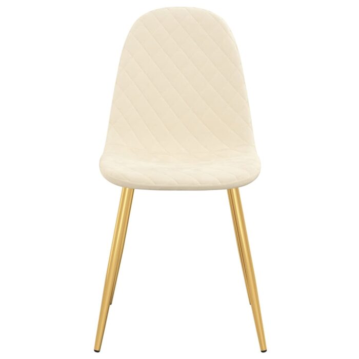 Chaises à manger lot de 4 crème velours – Image 3
