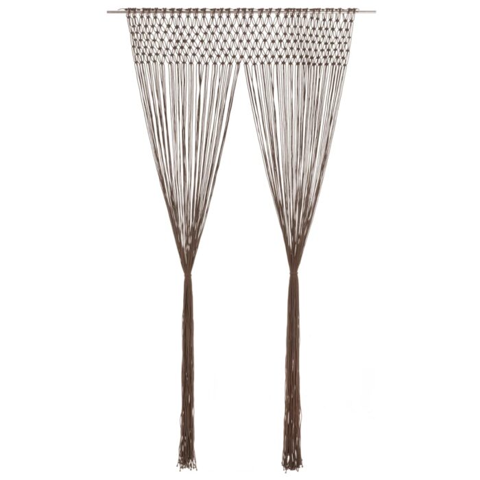 Rideau en macramé Taupe 140x240 cm Coton – Image 1