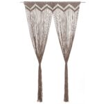 Rideau en macramé Taupe 140x240 cm Coton