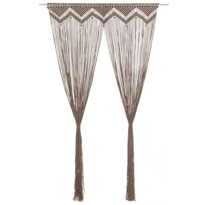 Rideau en macramé Taupe 140x240 cm Coton – Image 1