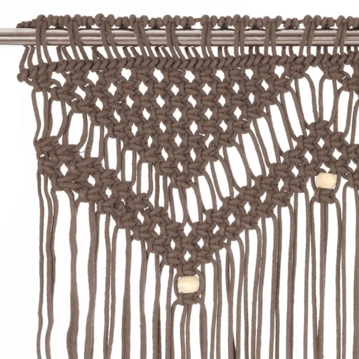 Rideau en macramé Taupe 140x240 cm Coton – Image 2