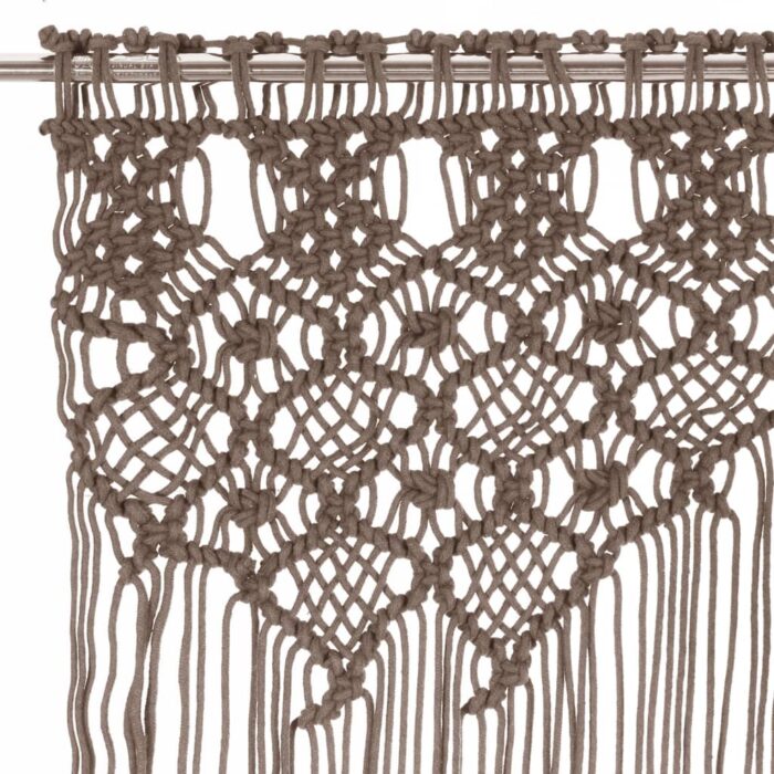 Rideau en macramé Taupe 140x240 cm Coton – Image 2