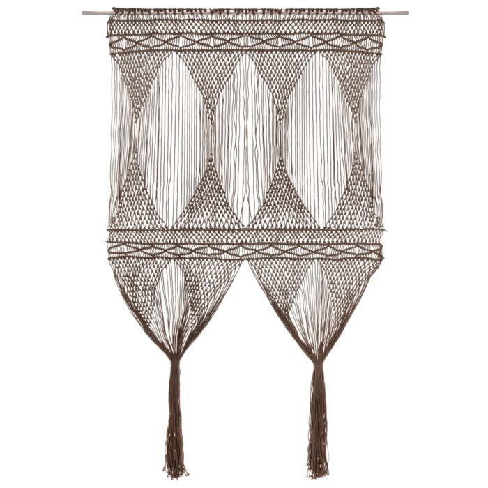Rideau en macramé Taupe 140x240 cm Coton – Image 1