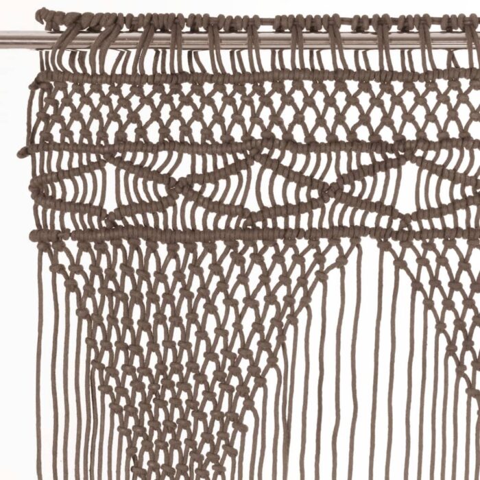 Rideau en macramé Taupe 140x240 cm Coton – Image 2