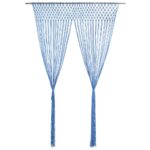 Rideau en macramé Bleu 140x240 cm Coton