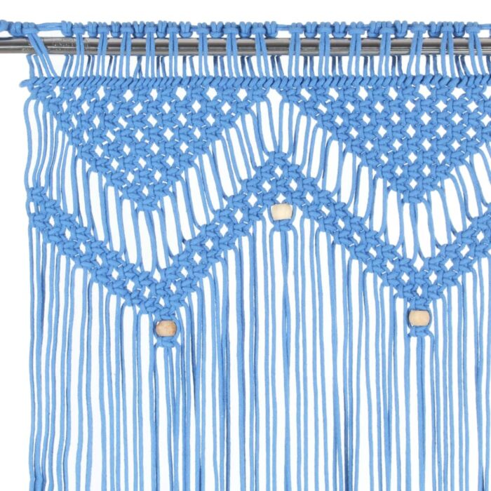 Rideau en macramé Bleu 140x240 cm Coton – Image 2