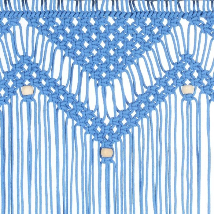 Rideau en macramé Bleu 140x240 cm Coton – Image 3