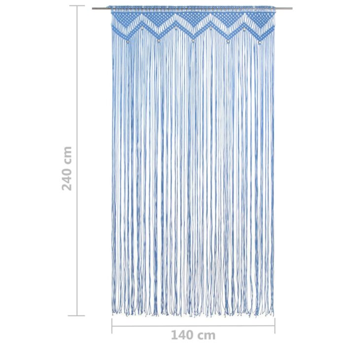 Rideau en macramé Bleu 140x240 cm Coton – Image 4