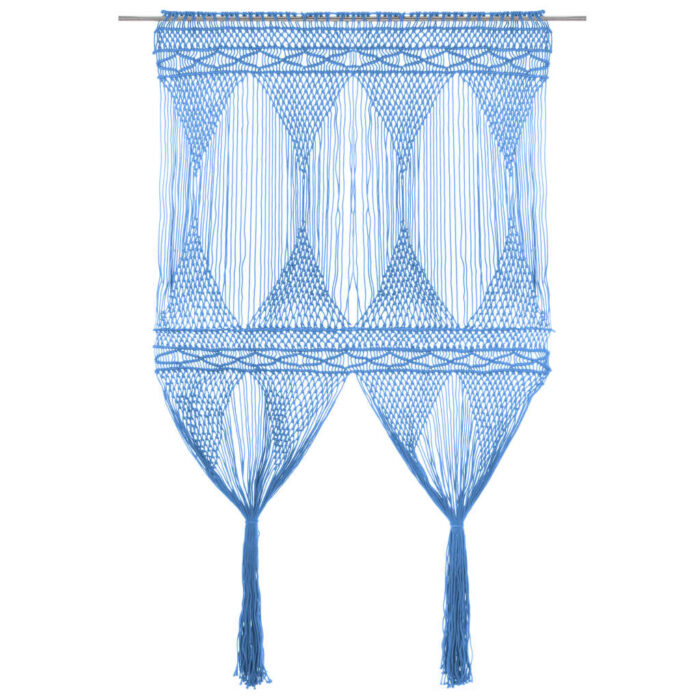 Rideau en macramé Bleu 140x240 cm Coton – Image 1