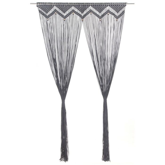 Rideau en macramé Anthracite 140x240 cm Coton – Image 1