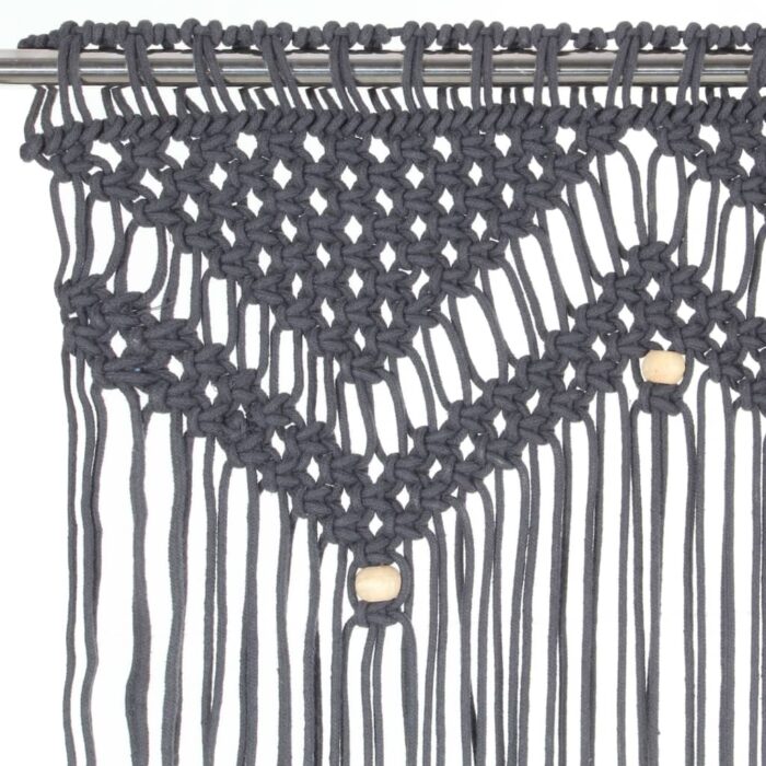 Rideau en macramé Anthracite 140x240 cm Coton – Image 2