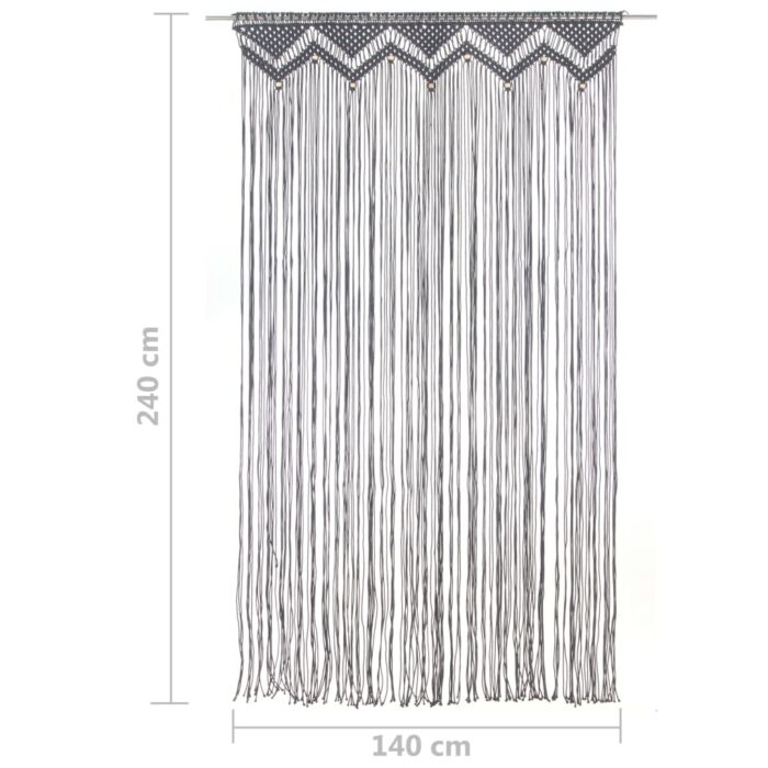 Rideau en macramé Anthracite 140x240 cm Coton – Image 4