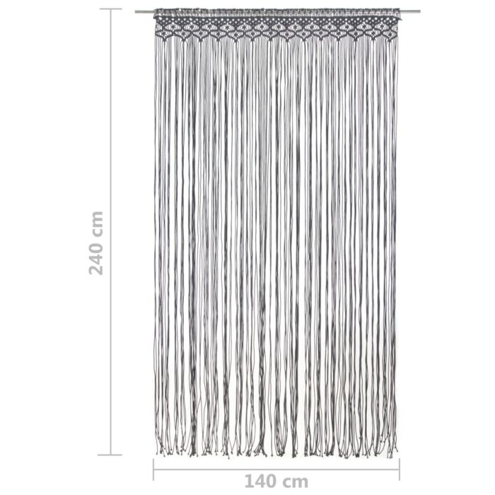 Rideau en macramé Anthracite 140x240 cm Coton – Image 4