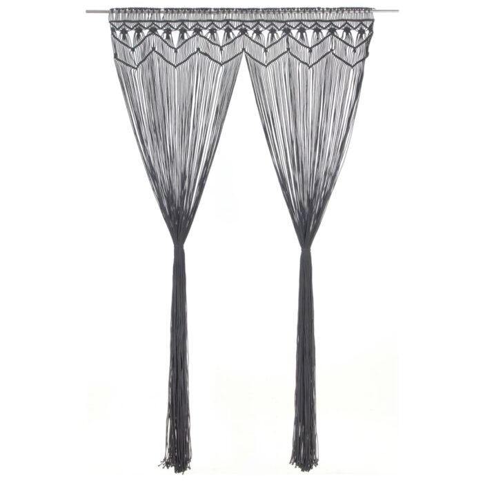 Rideau en macramé Anthracite 140x240 cm Coton – Image 1