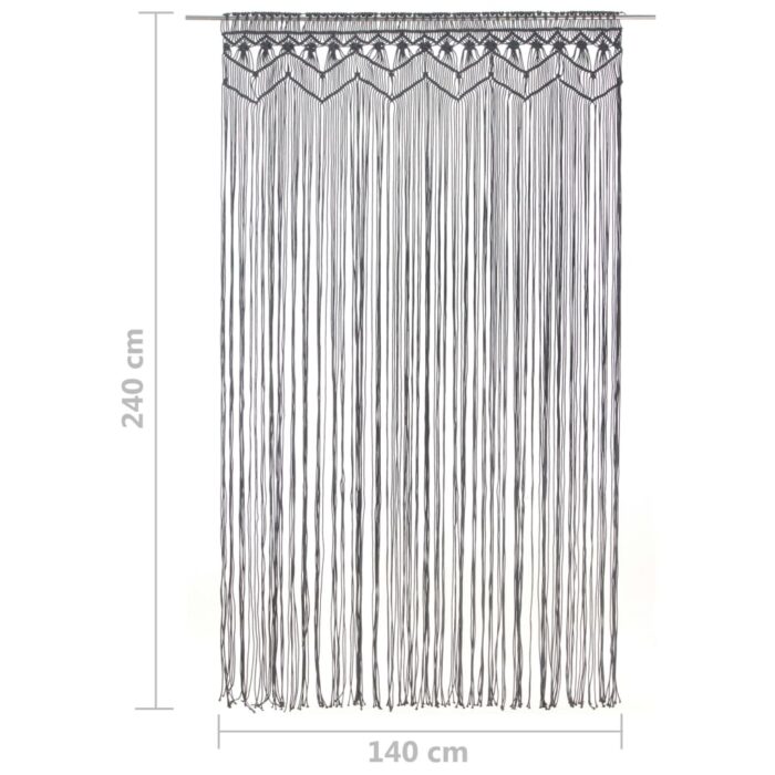 Rideau en macramé Anthracite 140x240 cm Coton – Image 4