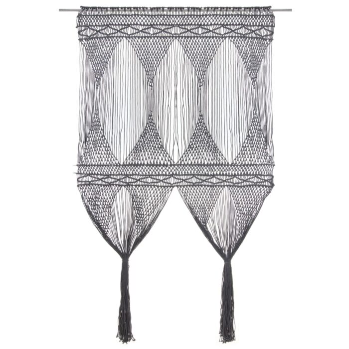 Rideau en macramé Anthracite 140x240 cm Coton – Image 1