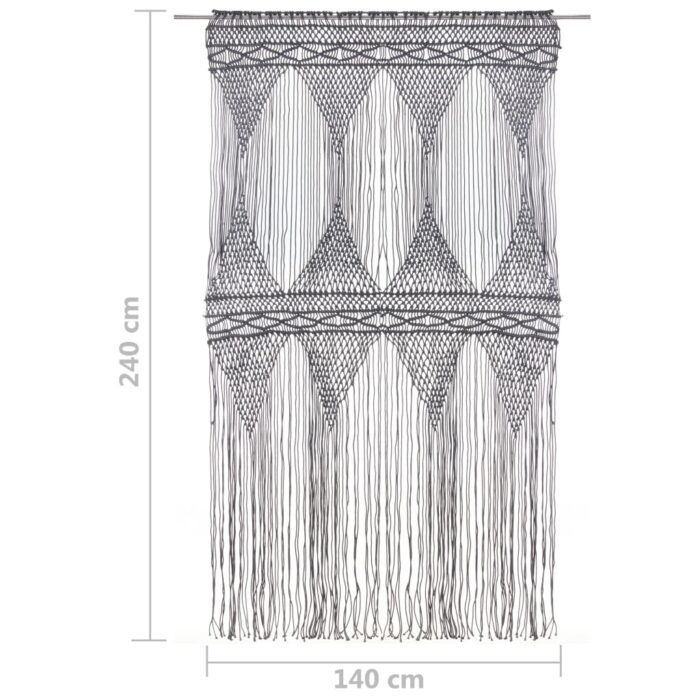 Rideau en macramé Anthracite 140x240 cm Coton – Image 4