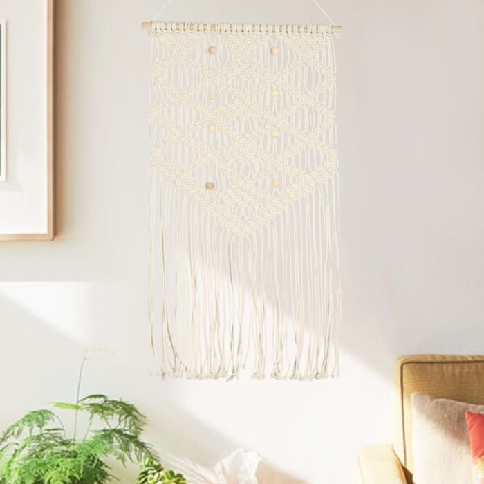 Cintre mural en macramé 40x80 cm Coton – Image 1
