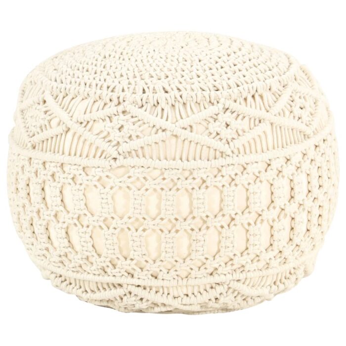 Pouf fait à la main en macramé 45x30 cm Coton – Image 1