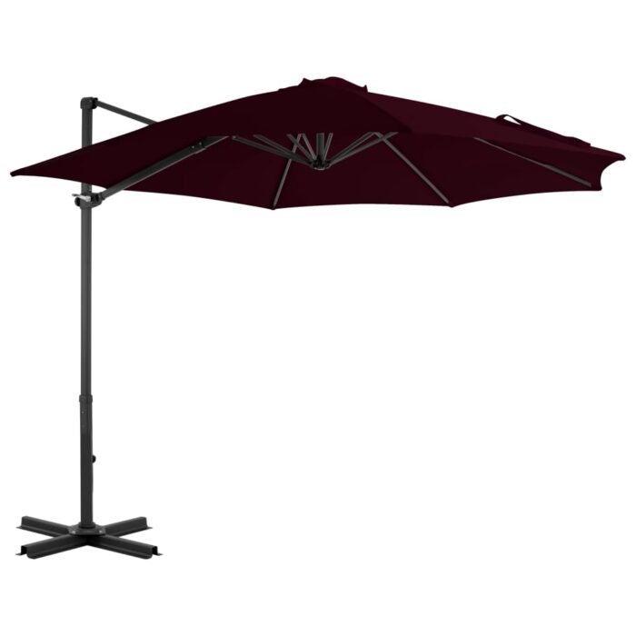 Parasol de jardin en porte-à-faux avec mât en aluminium rouge – Image 1
